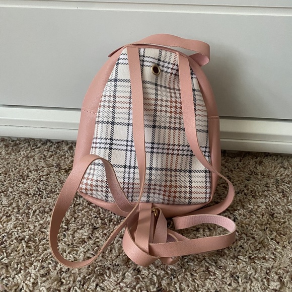 Shein Mini Pink Plaid Backpack - Picture 3 of 11